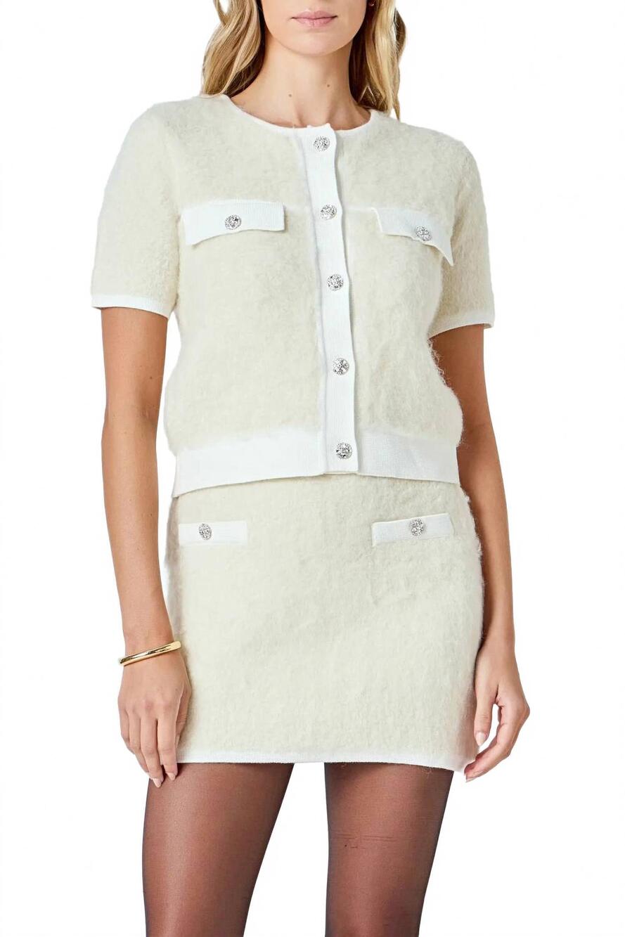 NEW ENDLESS ROSE round neck cardigan sweater in cream